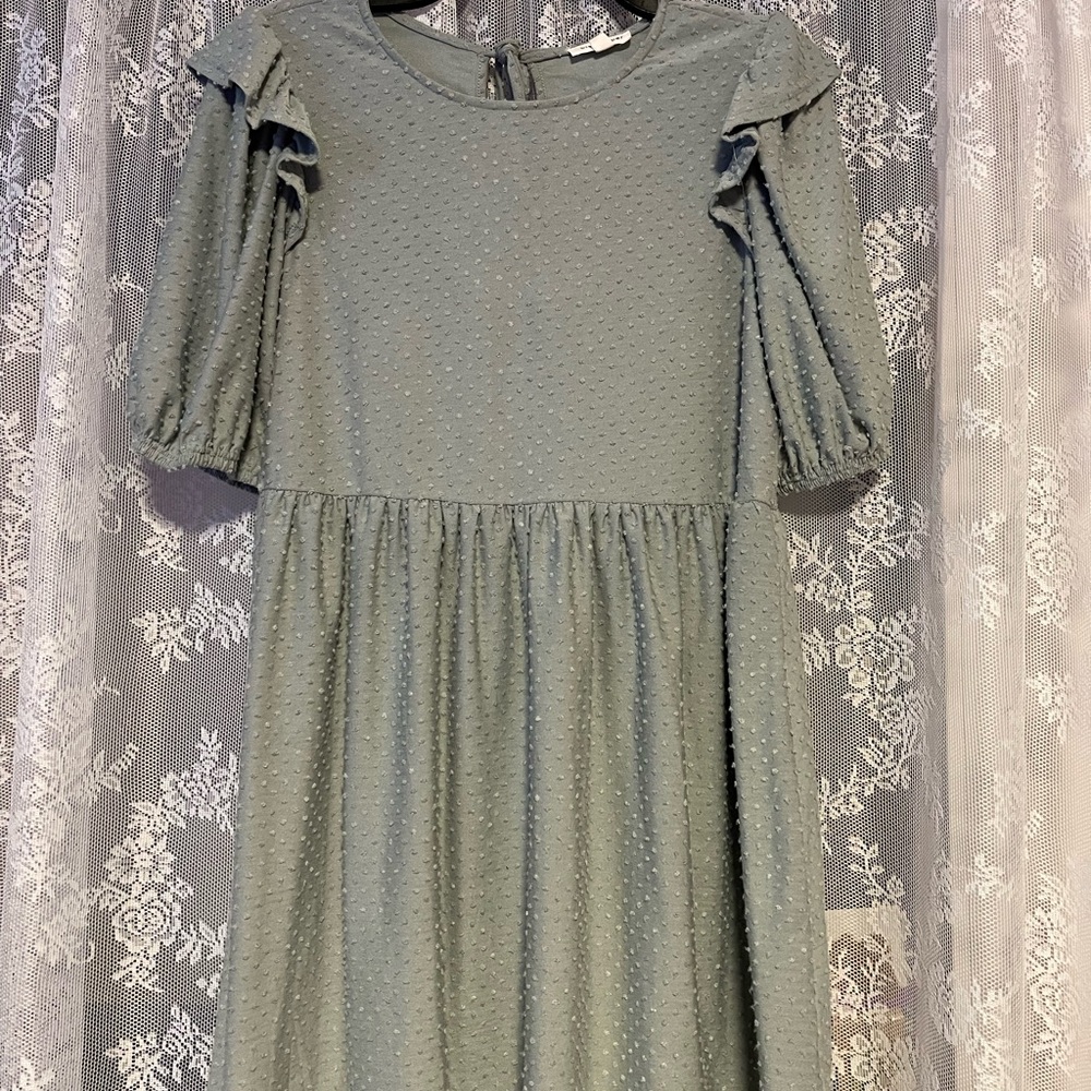 Textured sea foam green baby doll dress